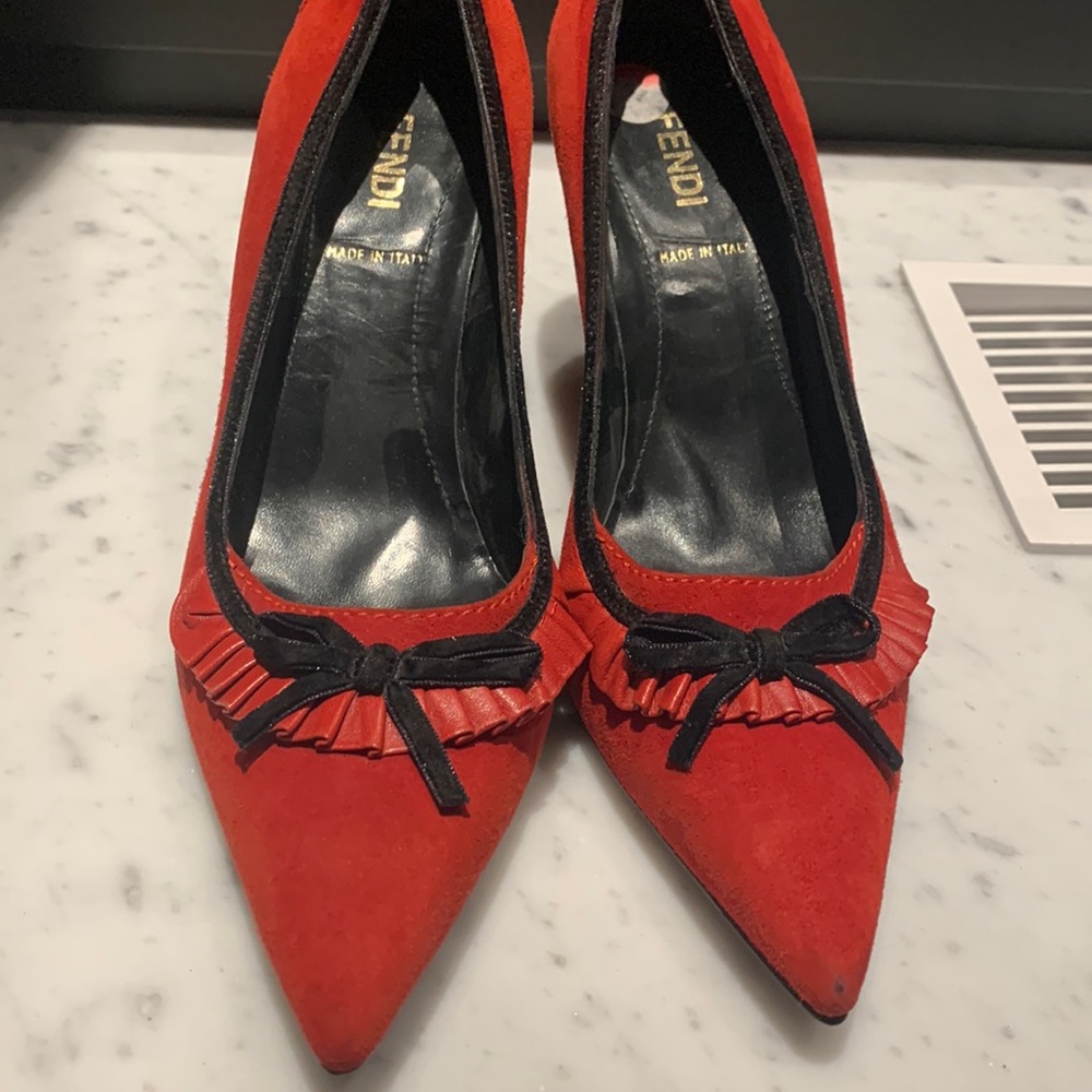 Fendi red suede heels. Never worn outside.